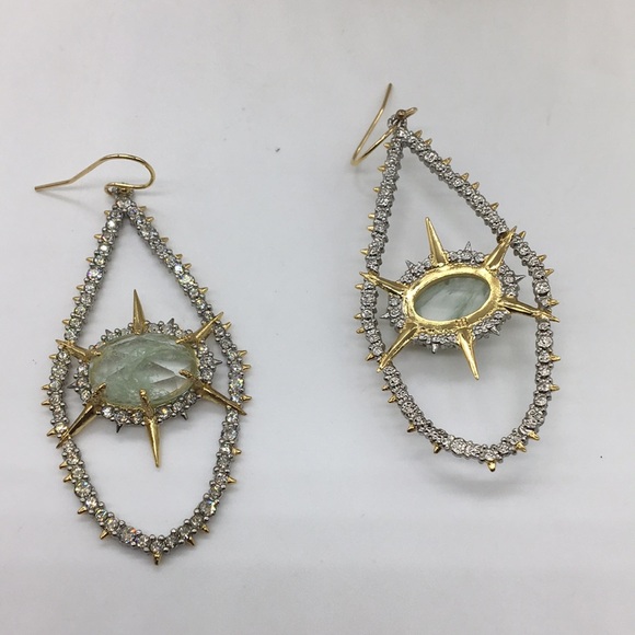 Crystal Encrusted Starburst Wire Hook Earring - Picture 3 of 4